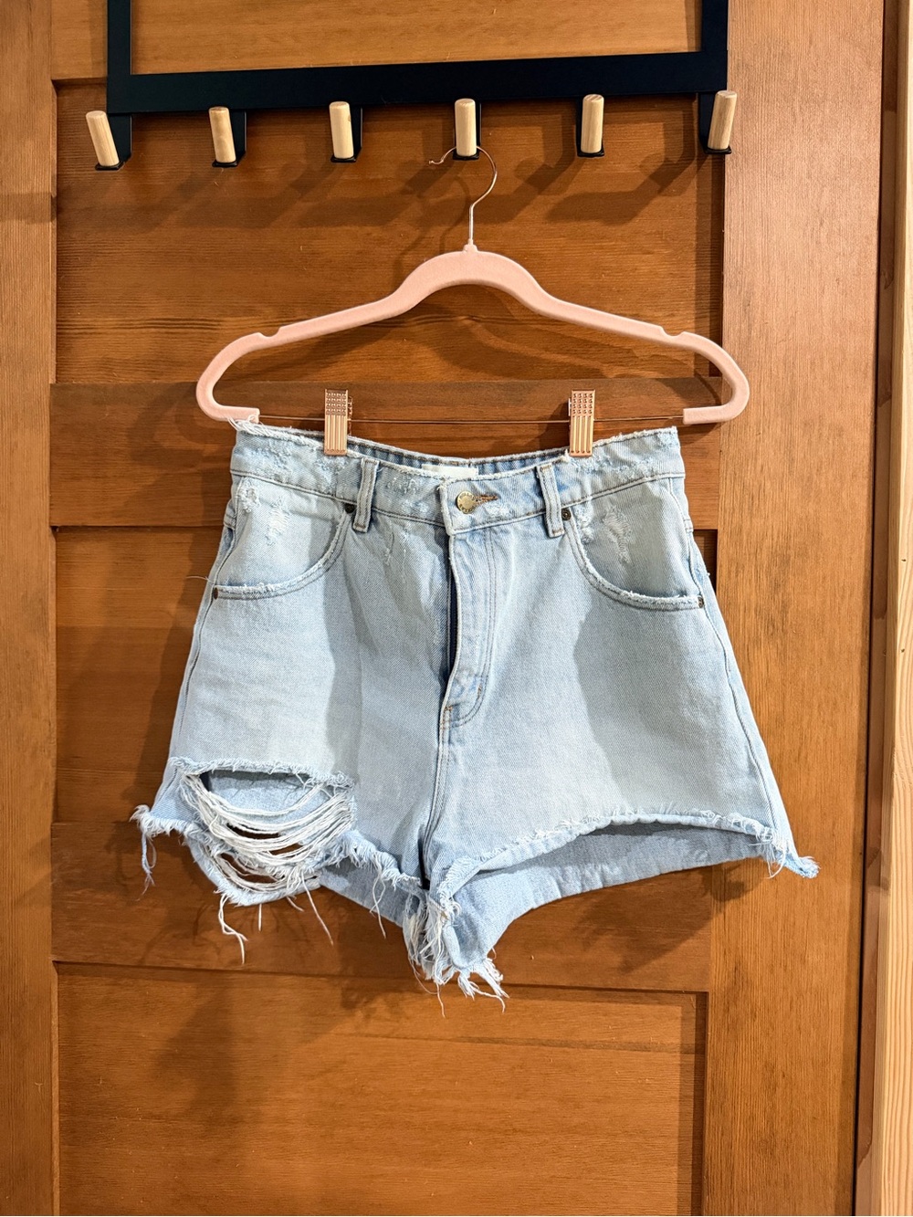 ROLLA'S Light Blue Distressed High-Rise Denim Shorts